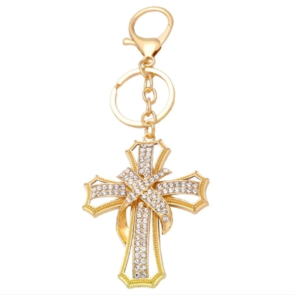 Handbags - Rhinestone Cross Bag Charm Keychain